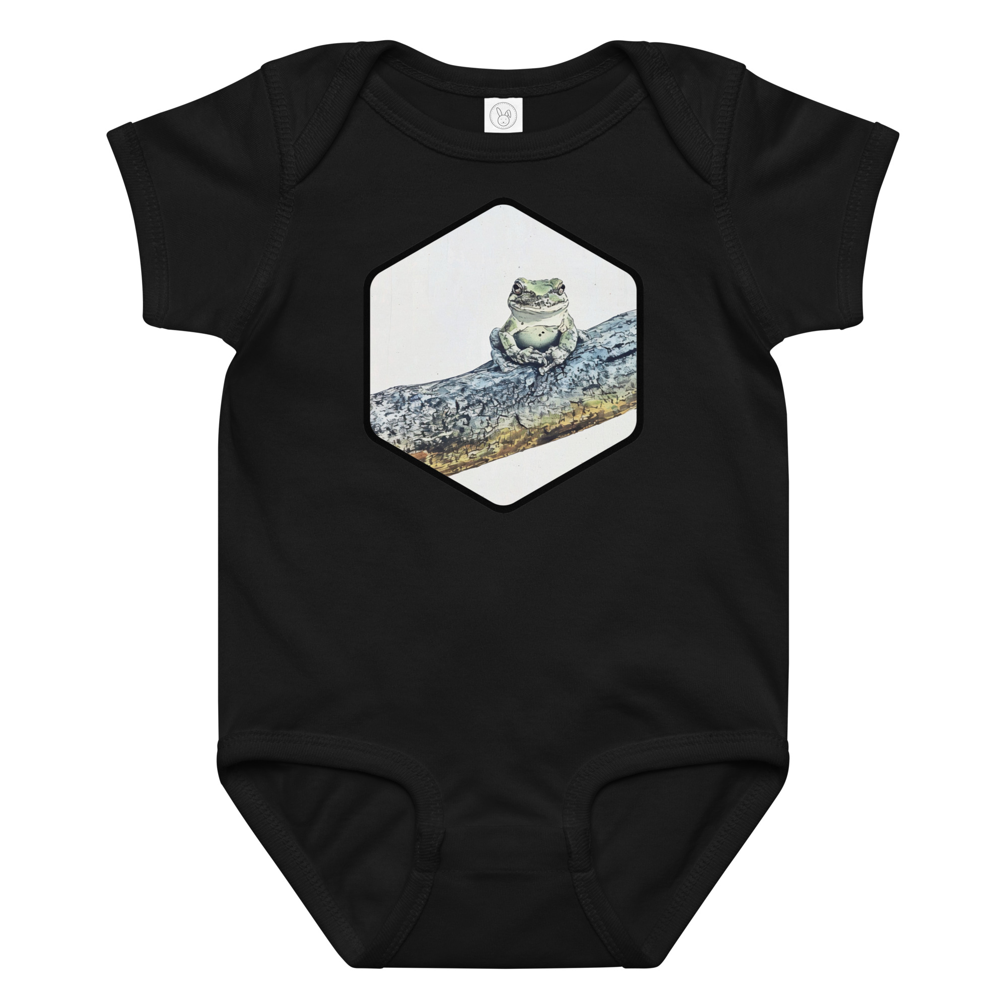 Tree Frog Tree Frog baby bodysuit – Ash (front view)