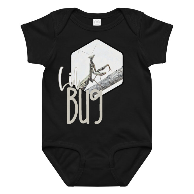 Praying Mantis – Lil Bug baby bodysuit – Ash