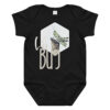 Grasshopper – Lil Bug Grasshopper – Lil Bug baby bodysuit – Ash (front view)
