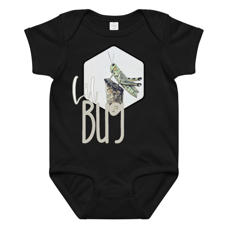 Grasshopper – Lil Bug Grasshopper – Lil Bug baby bodysuit – Ash