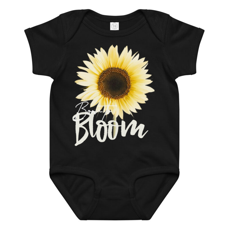 Sunflower – Born to Bloom baby bodysuit – Ash