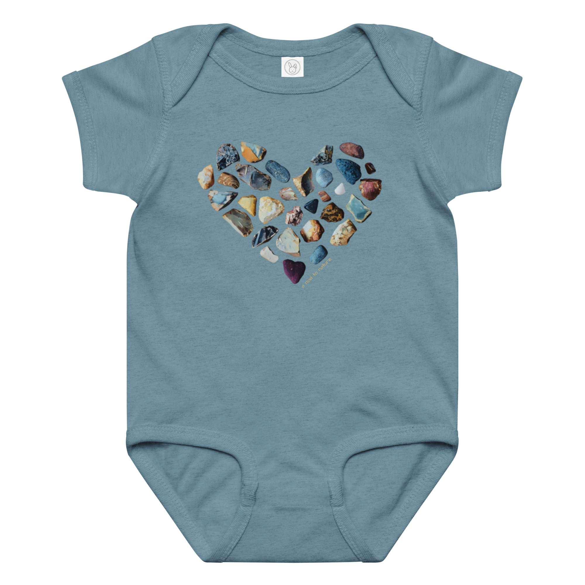 Pebbled Love Pebbled Love baby bodysuit – Ash (front view)