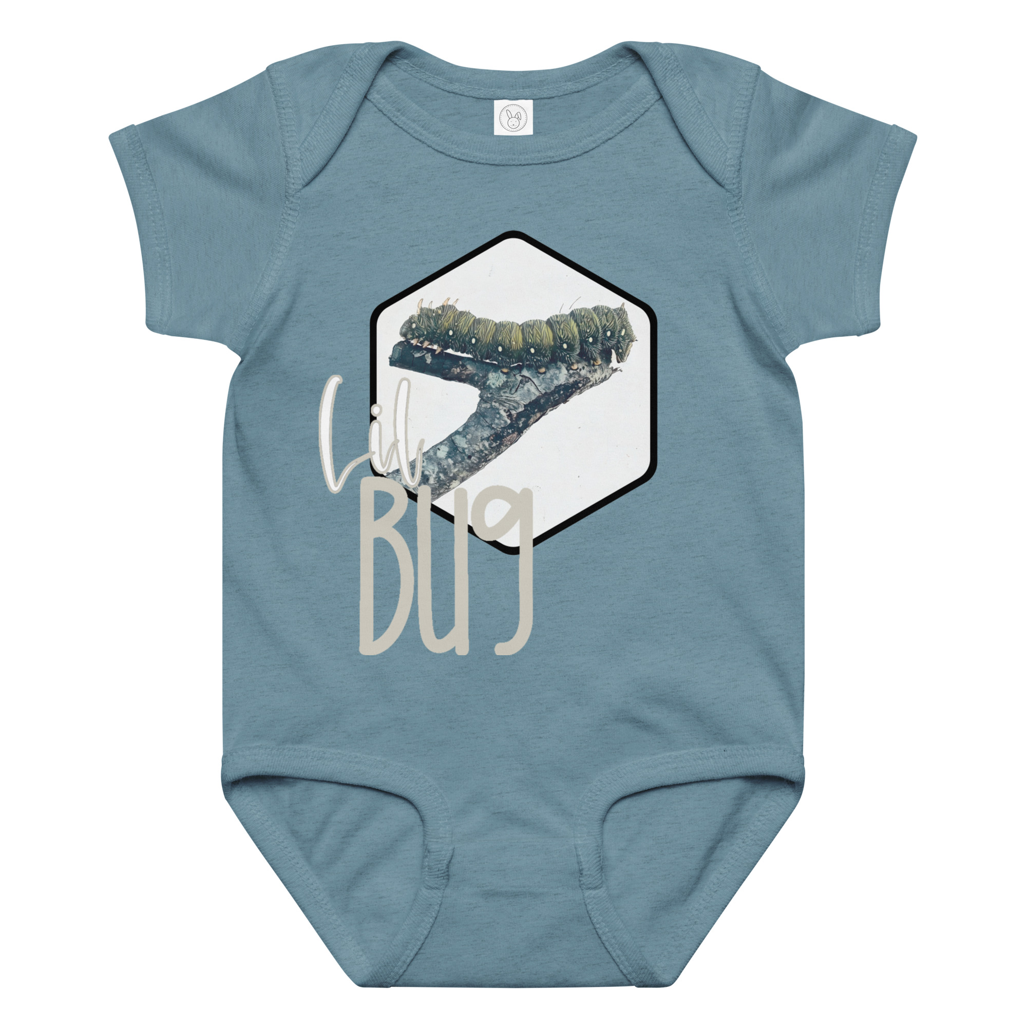 Caterpillar – Lil Bug Caterpillar – Lil Bug baby bodysuit – Ash (front view)