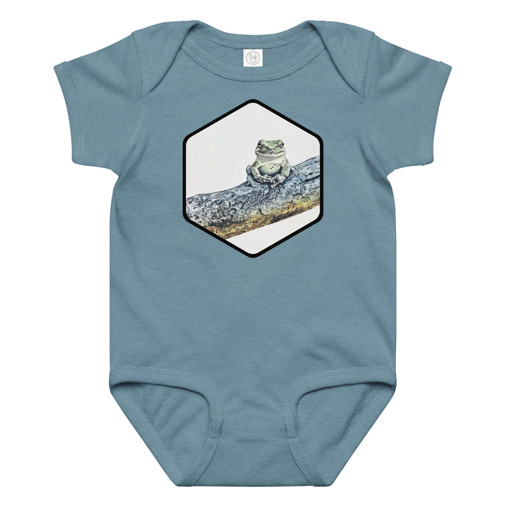 Tree Frog Tree Frog baby bodysuit – Ash (front view)