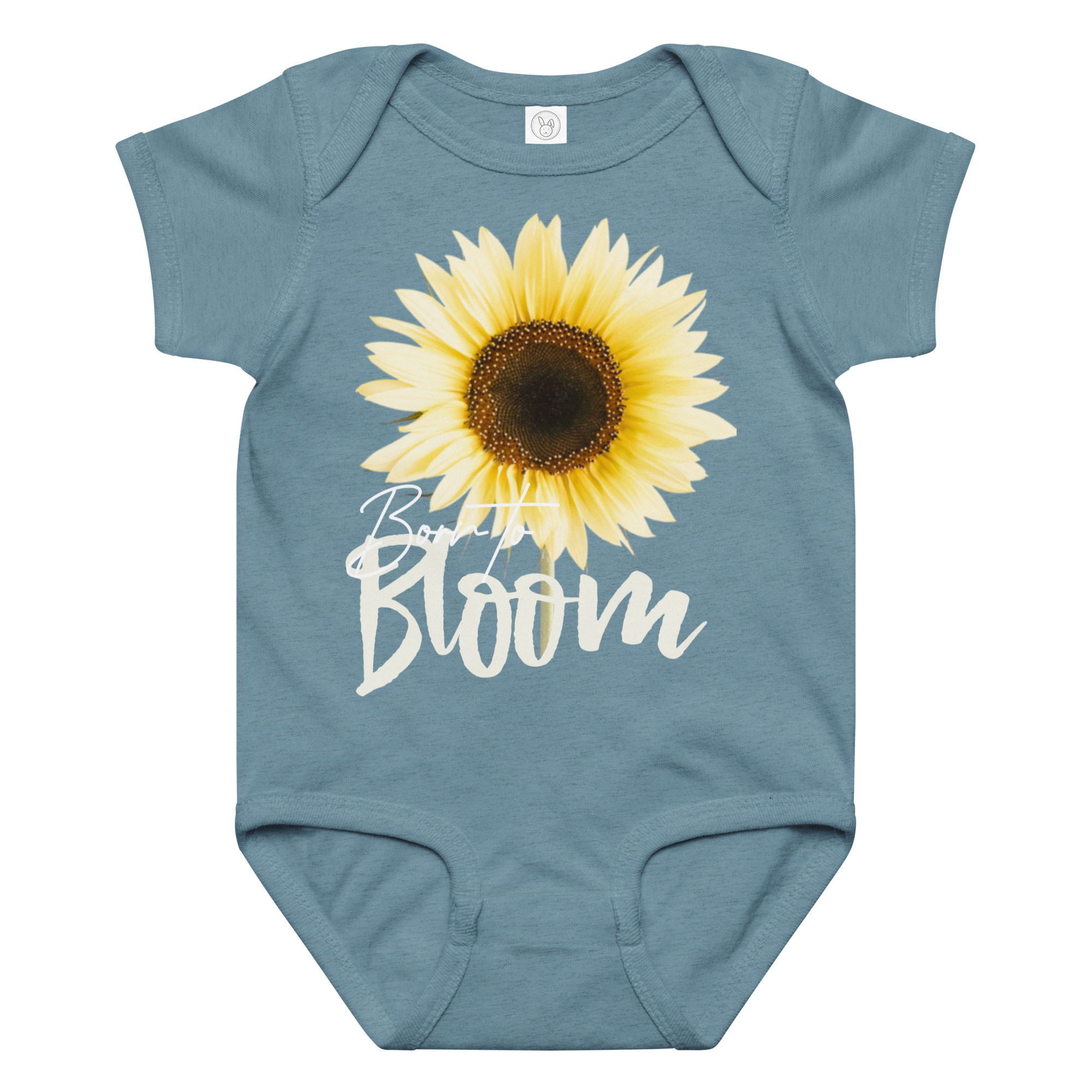 Sunflower – Born to Bloom Sunflower – Born to Bloom baby bodysuit – Ash (front view)