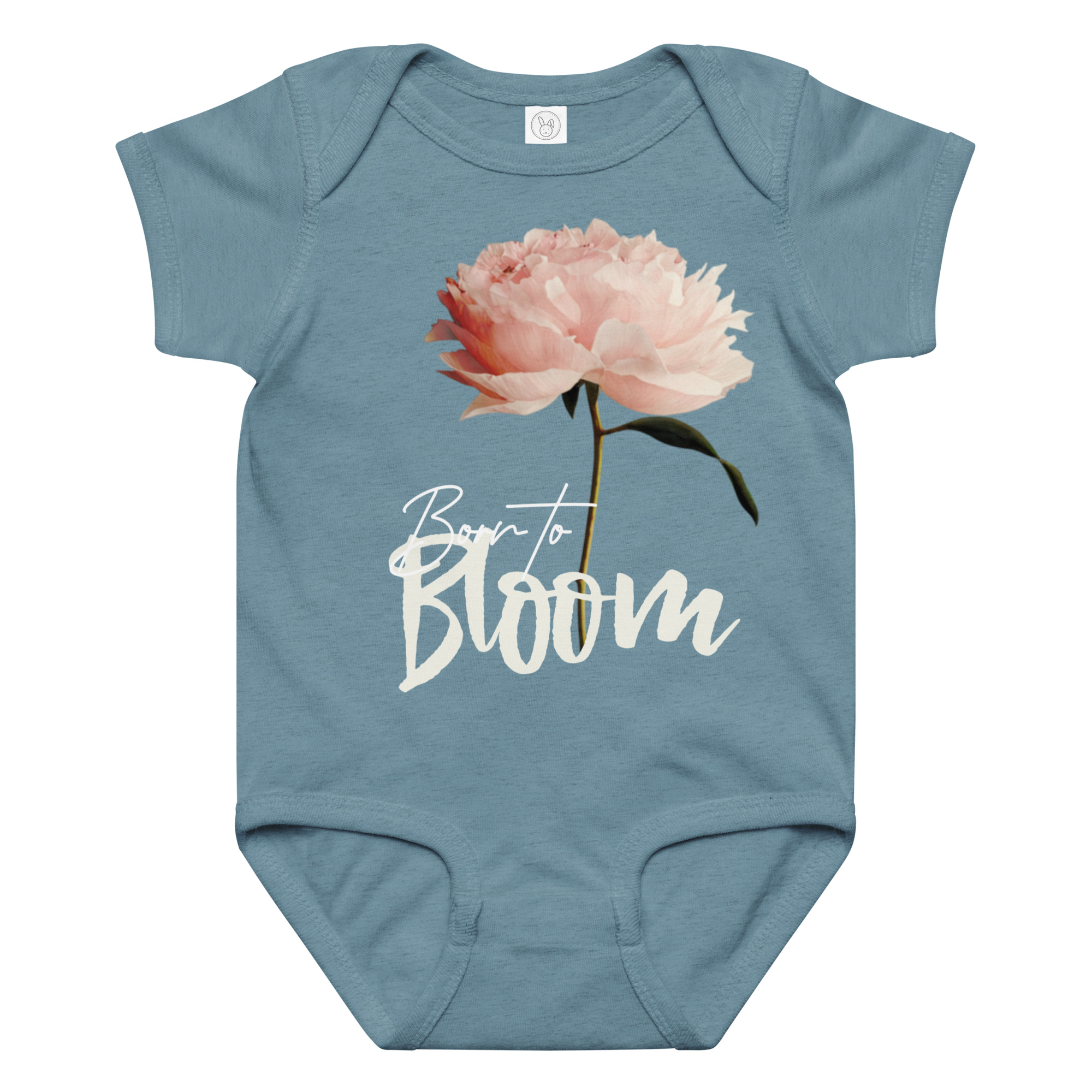 Blush Peony – Born to Bloom Blush Peony – Born to Bloom baby bodysuit – Ash (front view)