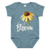 Brown-Eyed Susan – Born to Bloom baby bodysuit – Ash (front view)