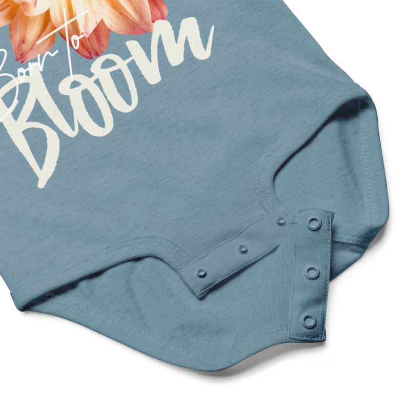 Peach Dahlia – Born to Bloom baby bodysuit – Ash (detail)