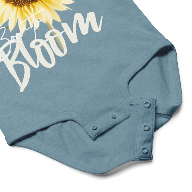 Sunflower – Born to Bloom baby bodysuit – Ash (detail)