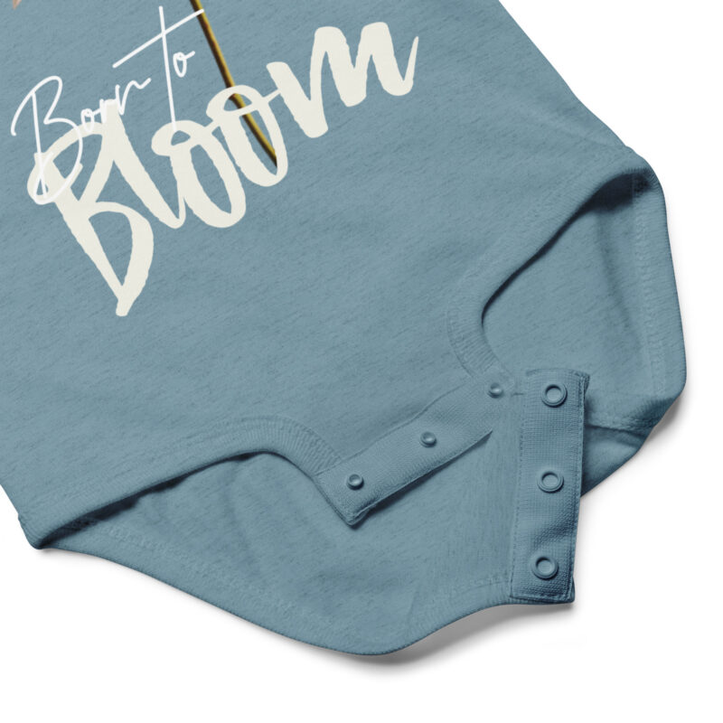 Blush Peony – Born to Bloom baby bodysuit – Ash (detail)
