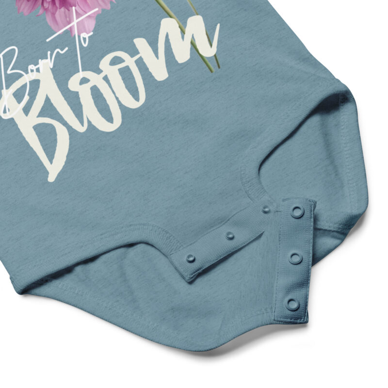 Double Cosmos – Born to Bloom baby bodysuit – Ash (detail)