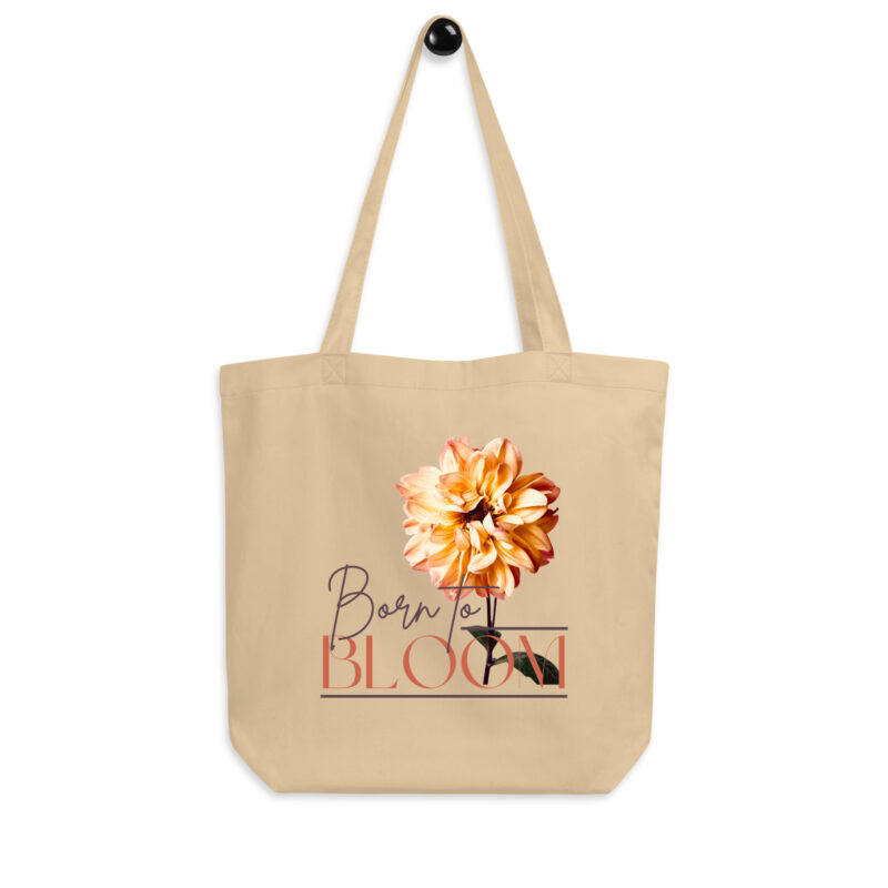 Born to Bloom – Amber Dahlia – Organic Tote tote bags – Black (front view)