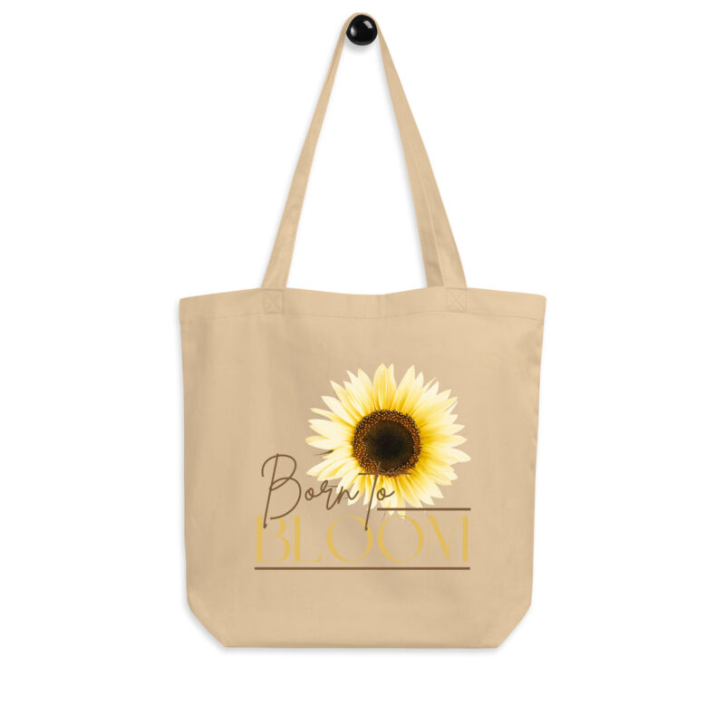 Born to Bloom – Golden Sunflower – Organic Tote tote bags – Black (front view)