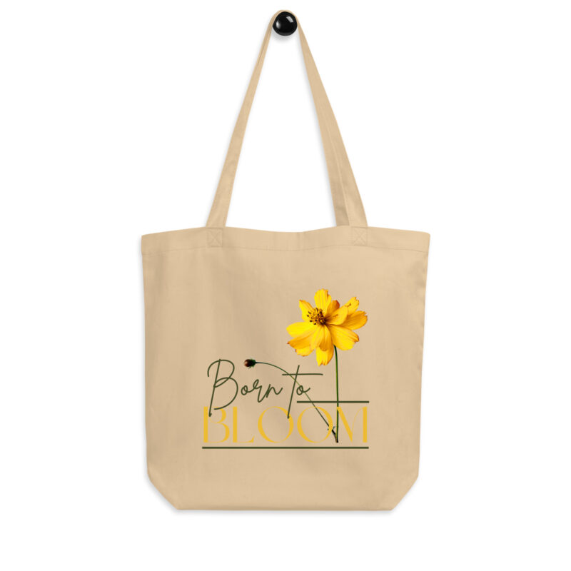 Born to Bloom – Wild Cosmos – Organic Tote tote bags – Black (front view)