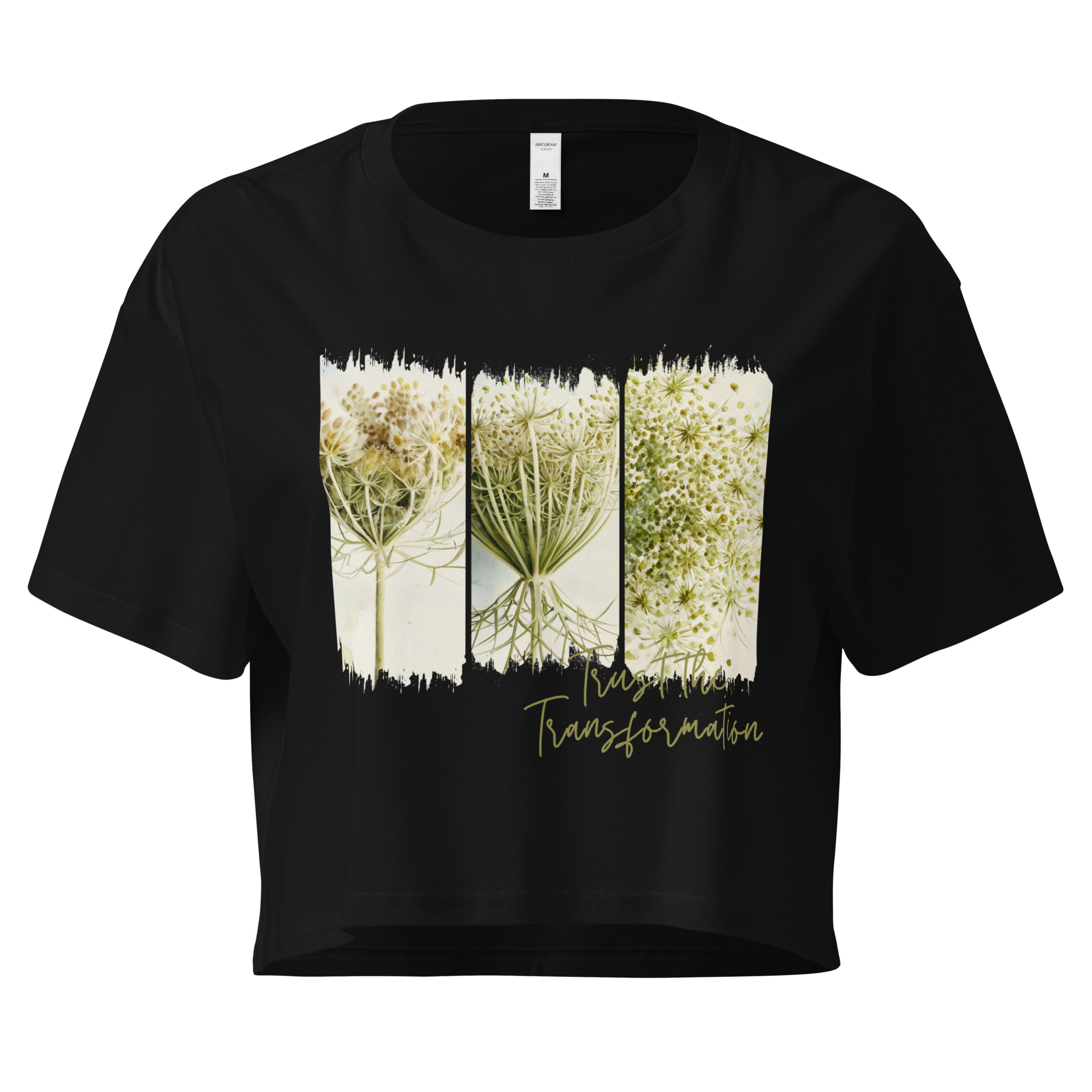 Wildlace crop tee – Black (front view)