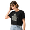 Leaves of Change – Black Crop Tee (front view)