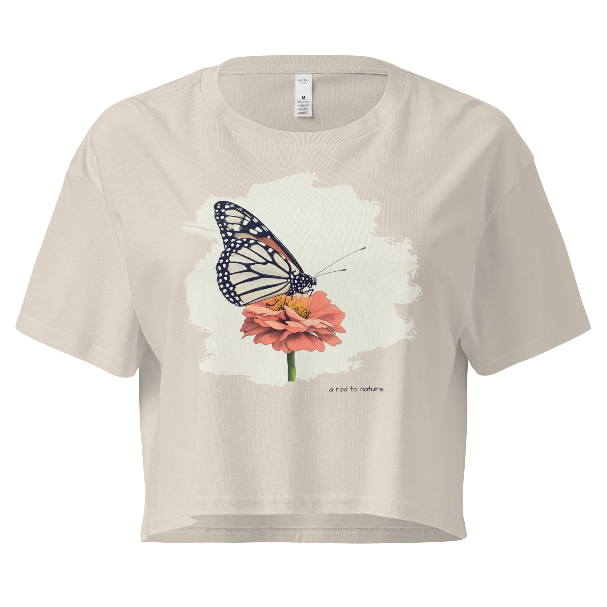 Monarch & Bloom – Crop Tee – Bone (front view)