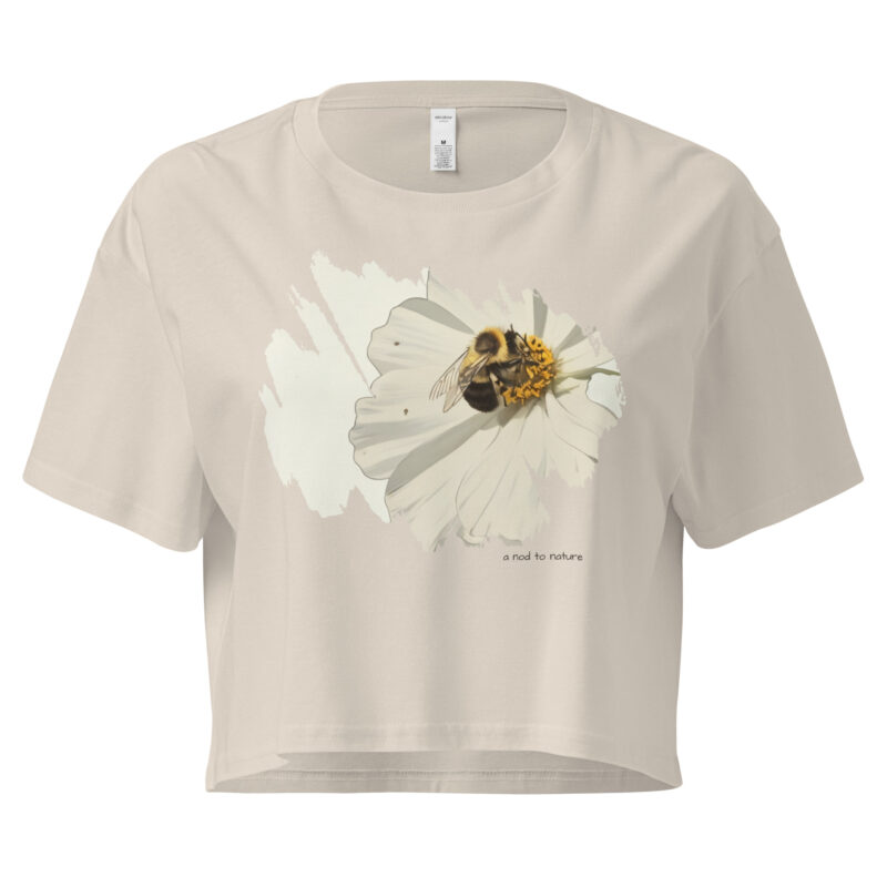 Bee & Bloom No.2 Bee & Bloom No.2 crop tee – Bone (front view)