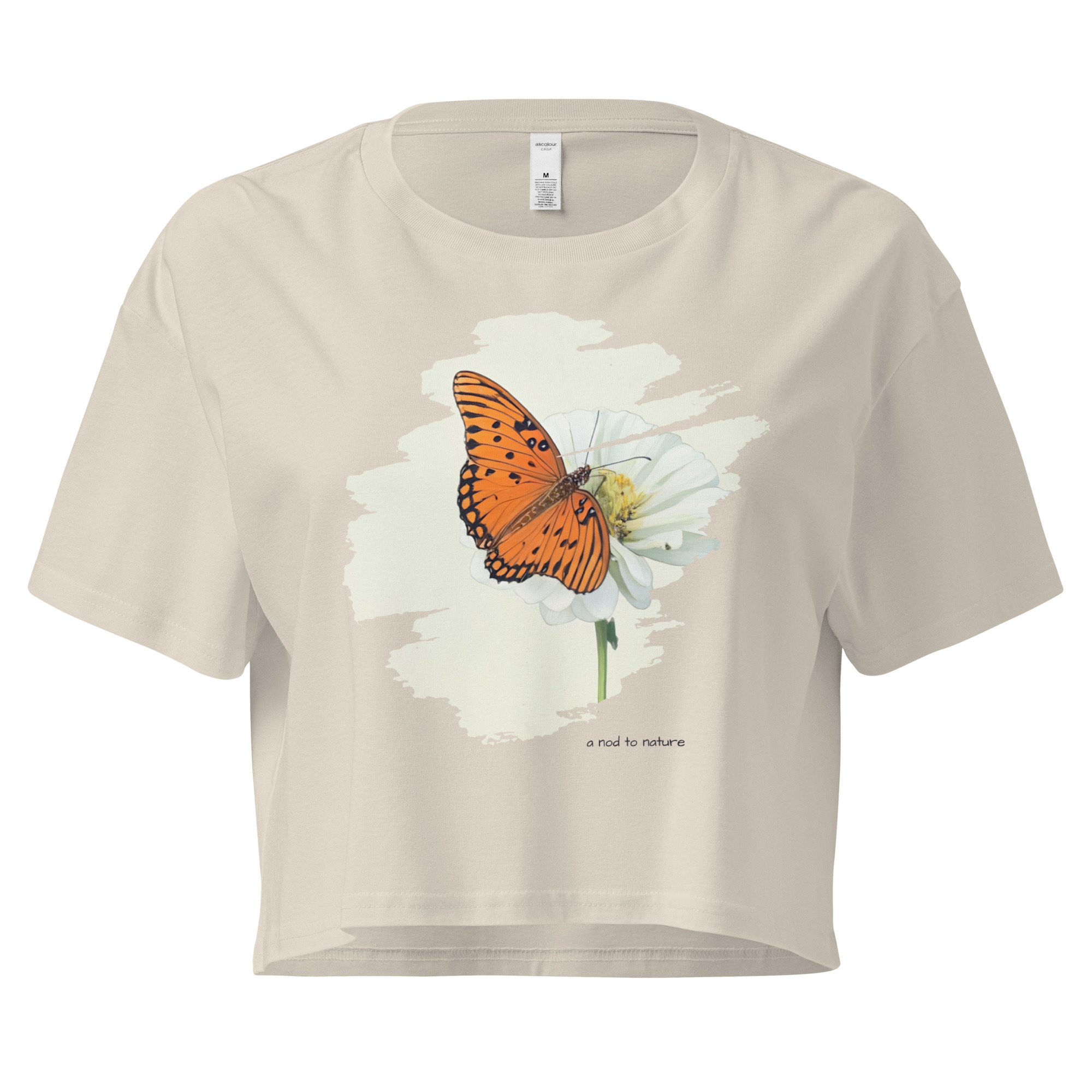 Flutter & Bloom – Crop Tee Flutter & Bloom – Crop Tee – Bone (front view)