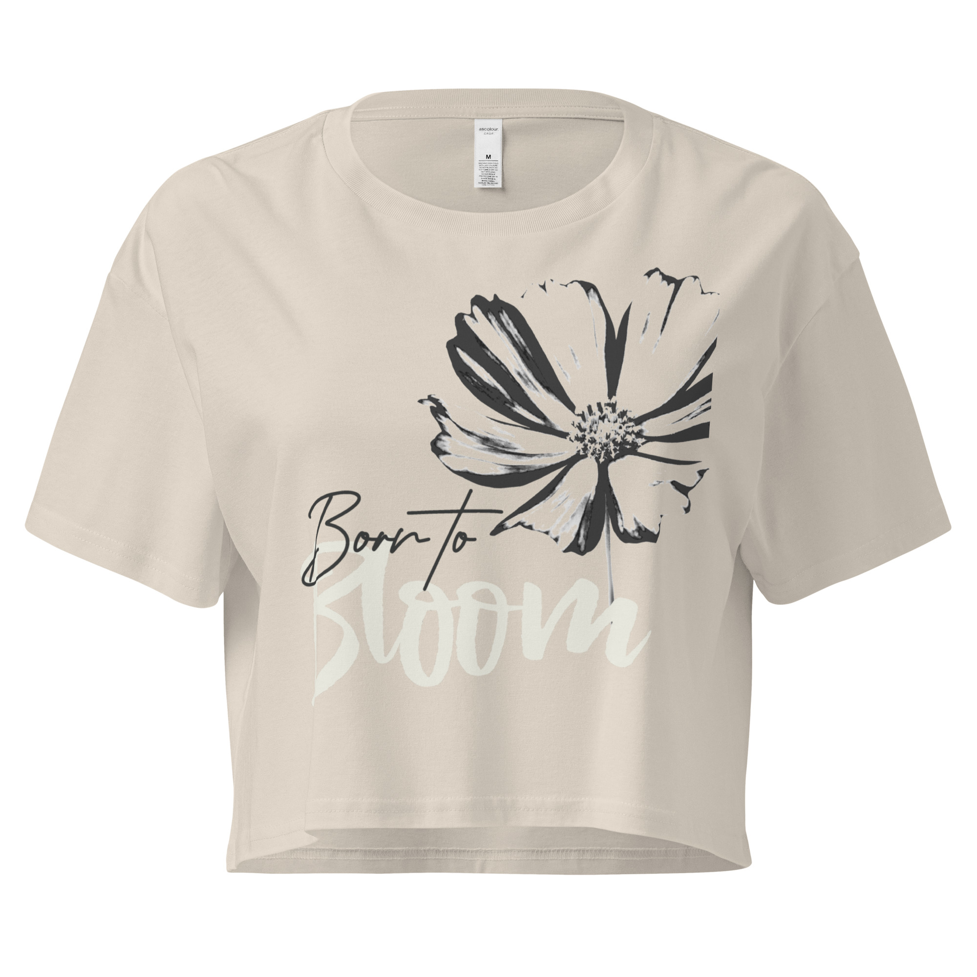 Born to Bloom crop tee – Bone (front view)