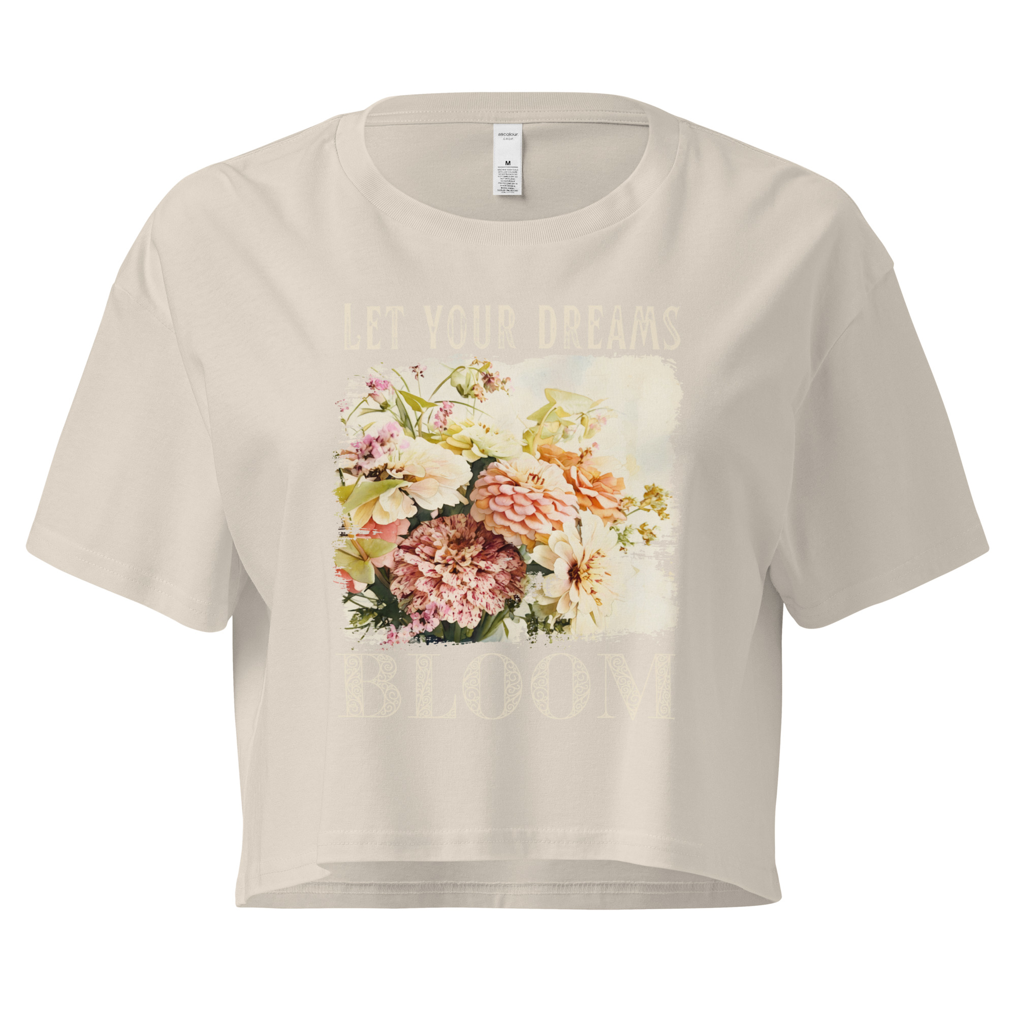 Dream Bloom crop tee – Bone (front view)
