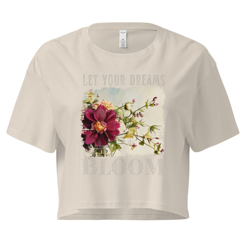 Bloom Bold crop tee – Bone (front view)