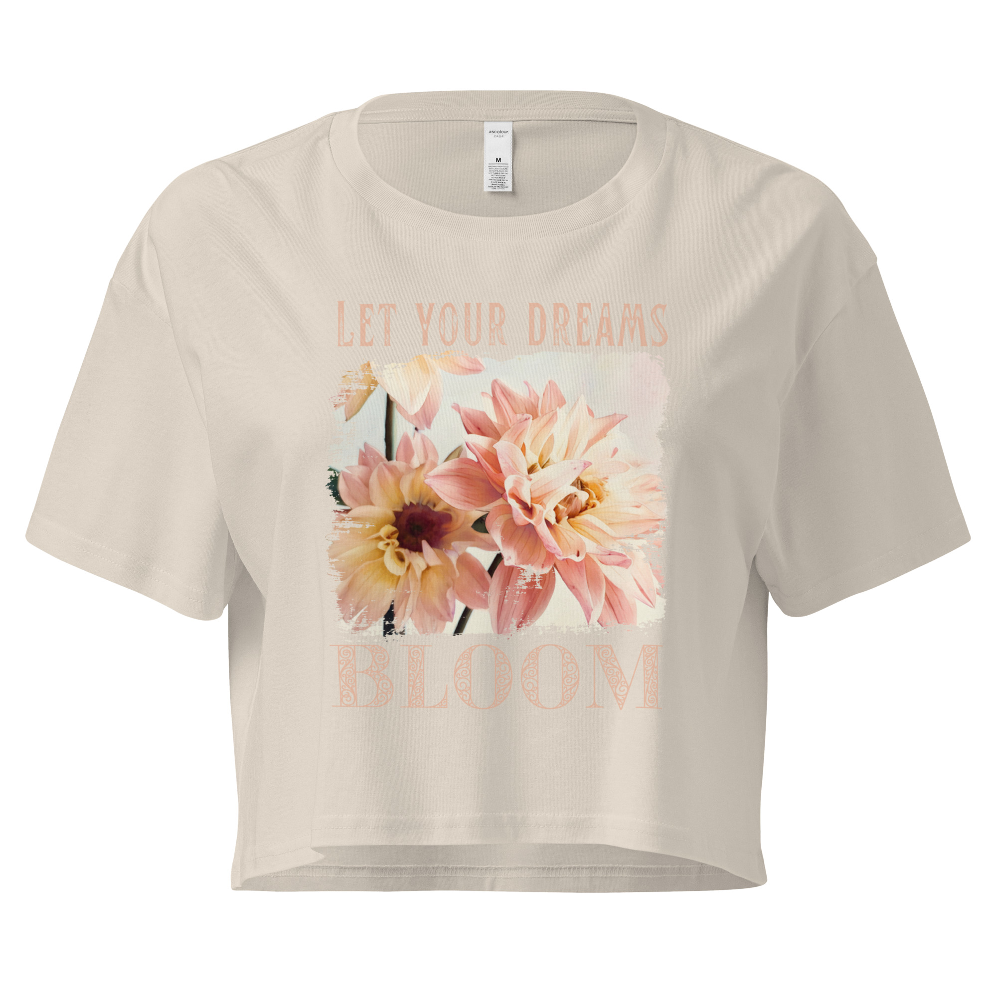 Morning Bloom crop tee – Bone (front view)