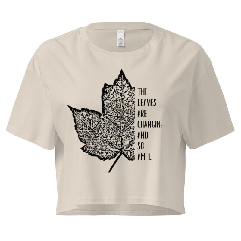 Leaves of Change – Classic Crop Tee Leaves of Change – Classic Crop Tee – Bone (front view)