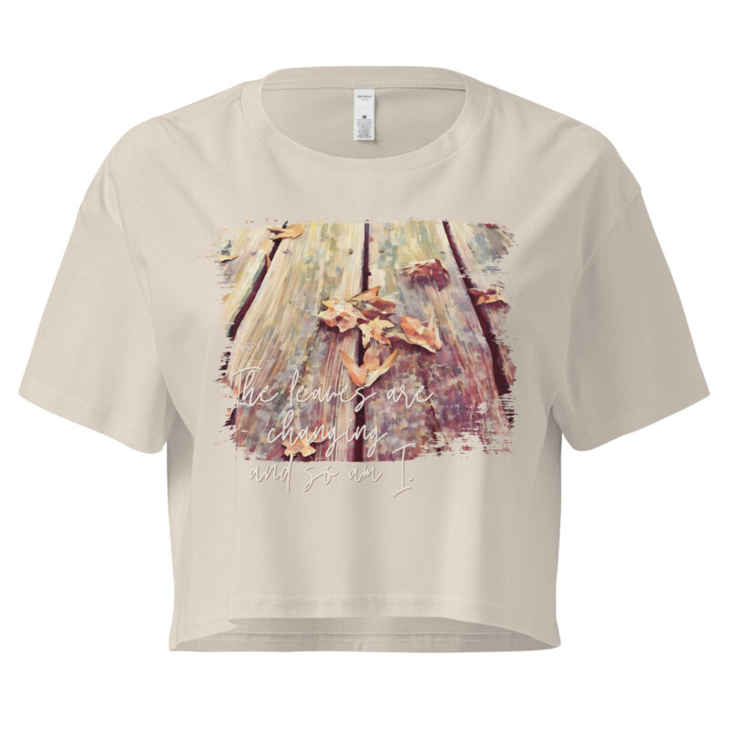 Fallen Leaves – Cropped Tee crop tee – Bone (front view)