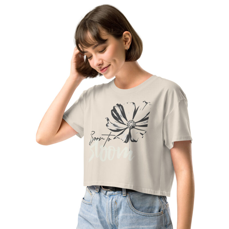 Born to Bloom crop tee – Bone