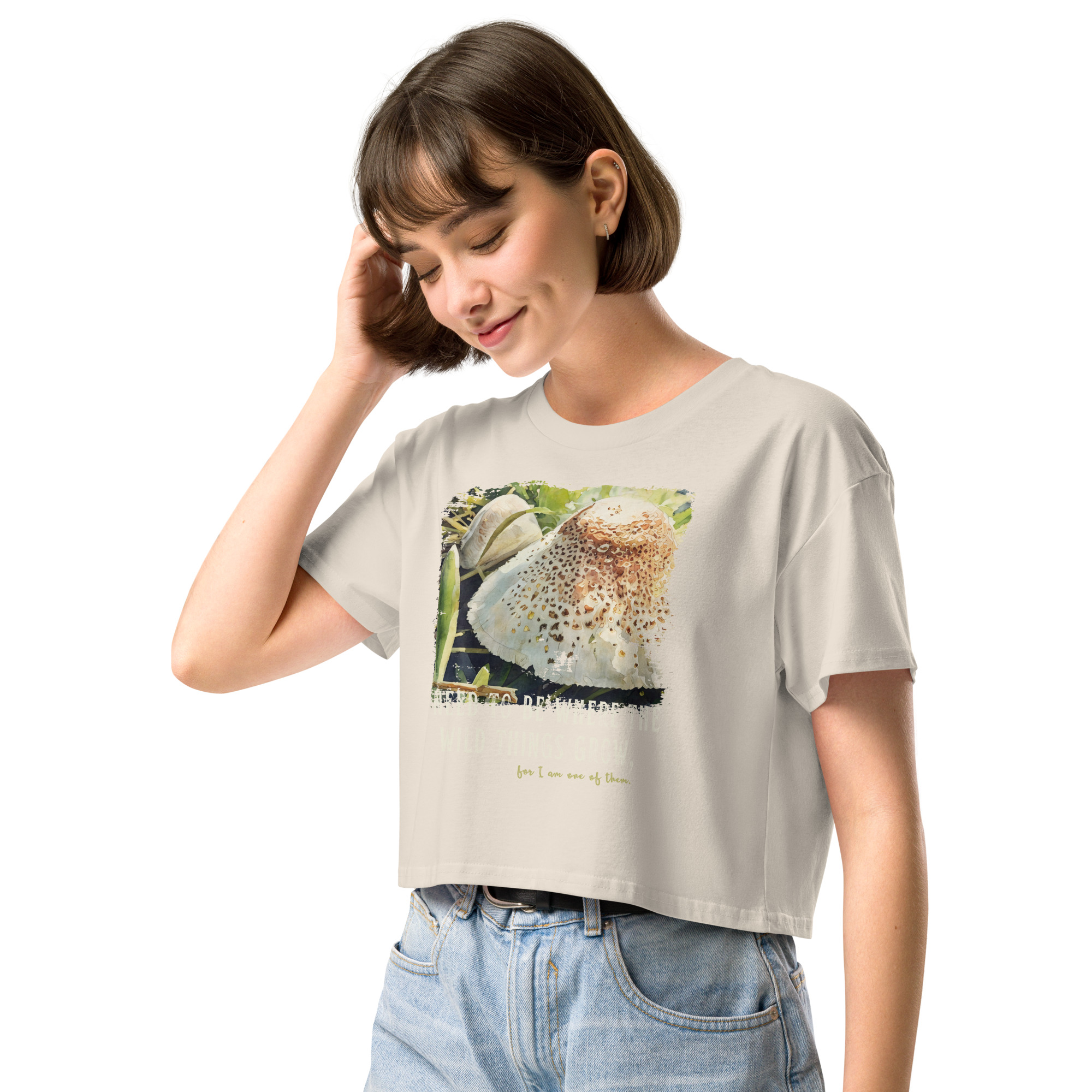 Forest Crown Forest Crown crop tee – Bone (front view)