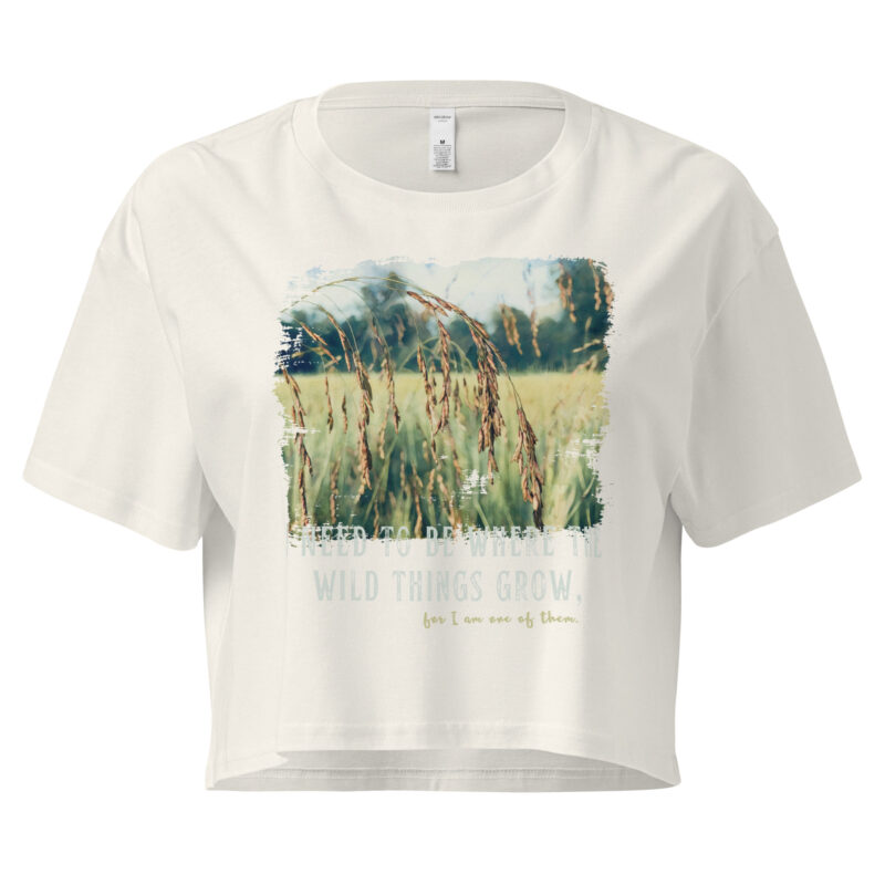 Fieldsong crop tee – Bone (front view)