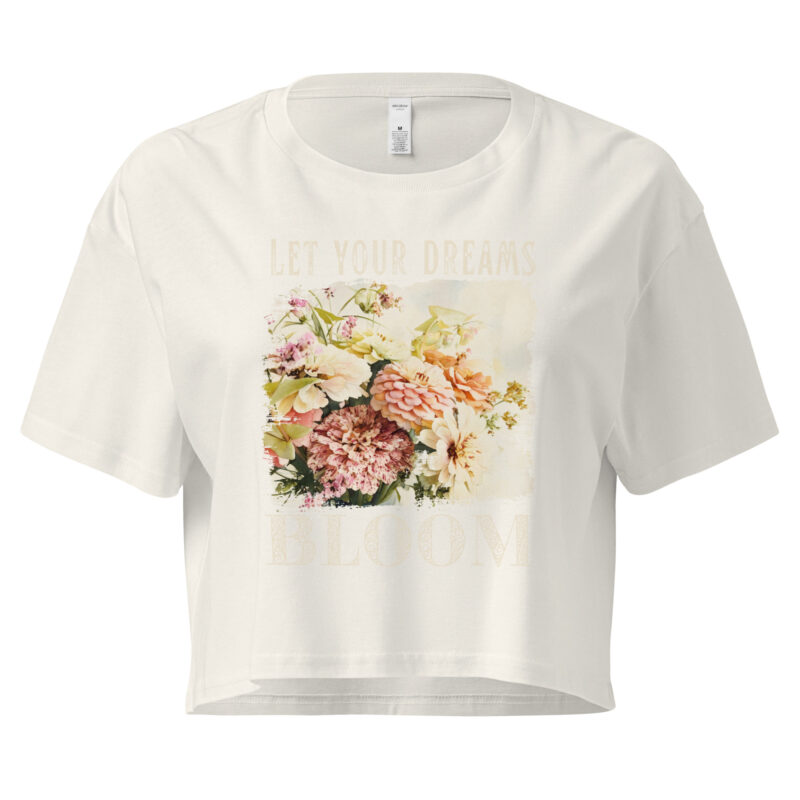 Dream Bloom crop tee – Bone (front view)