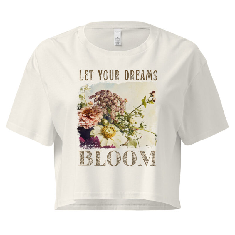 Bloom Together crop tee – Bone (front view)