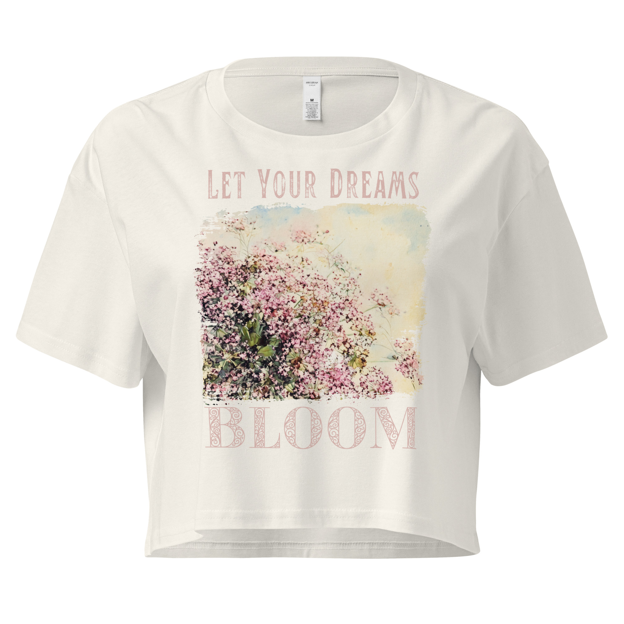 Wild Bloom crop tee – Bone (front view)
