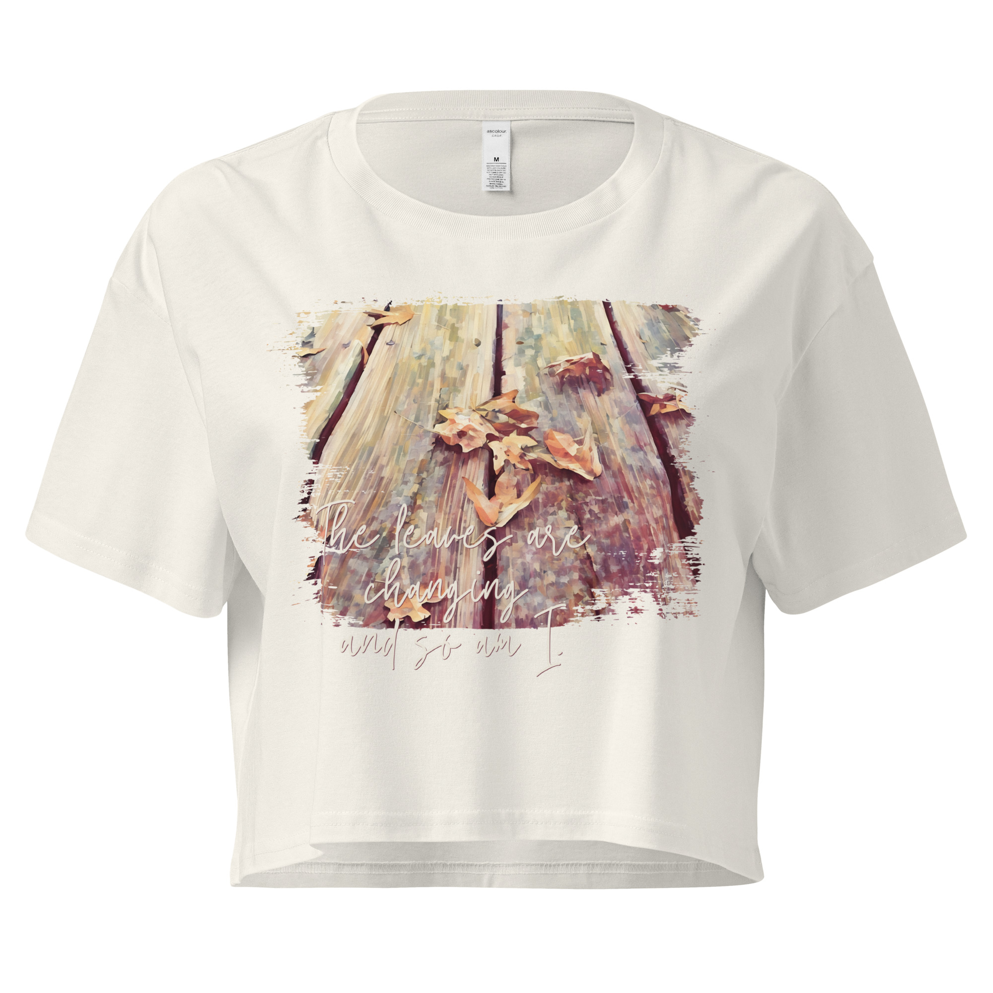 Fallen Leaves – Cropped Tee Fallen Leaves – Cropped Tee crop tee – Bone (front view)