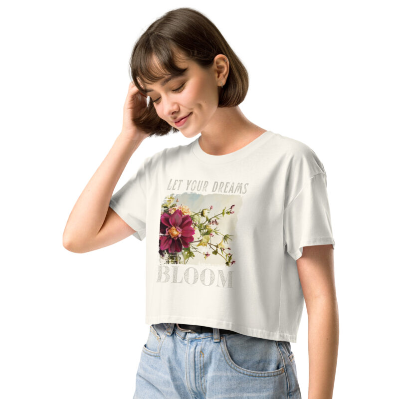 Bloom Bold crop tee – Bone