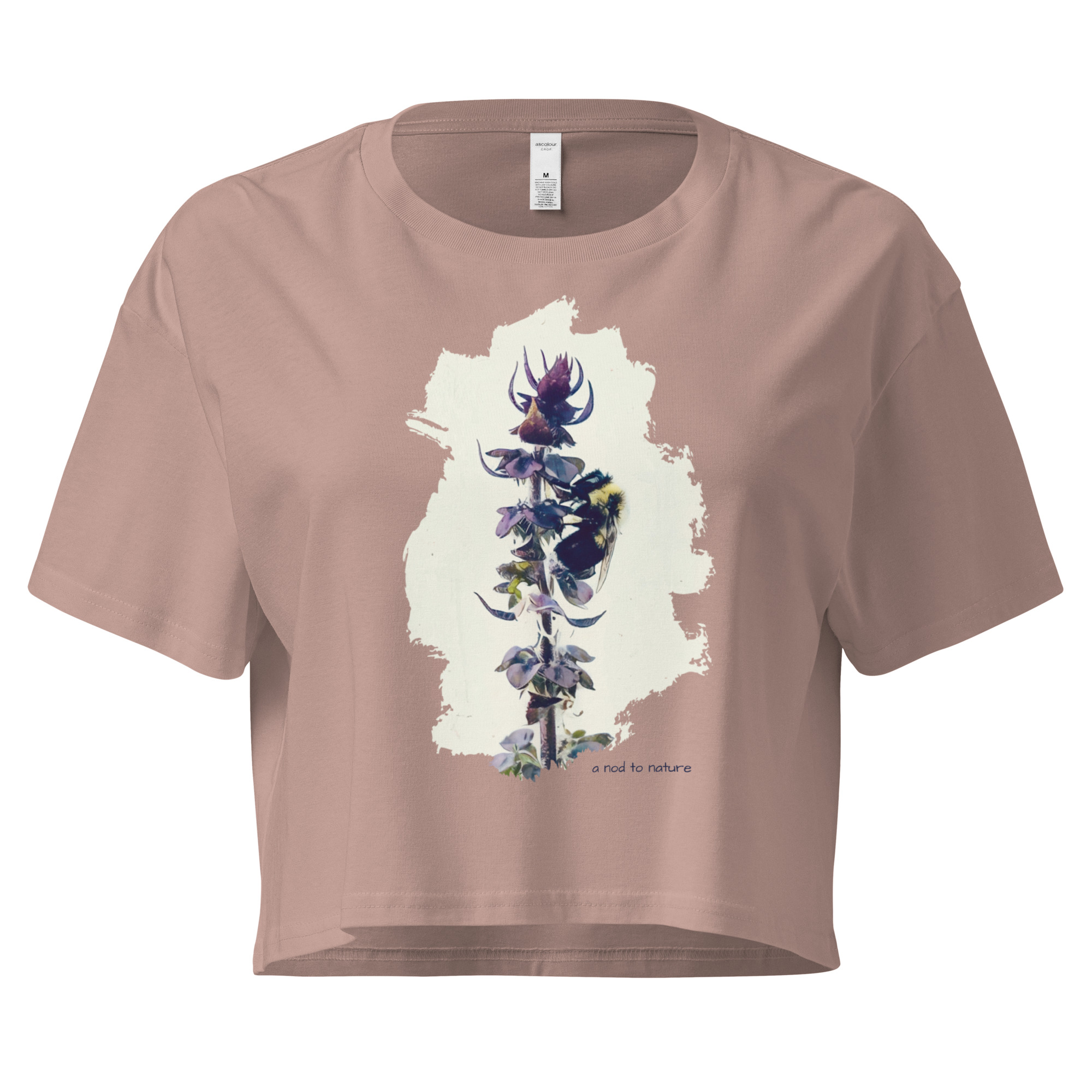 Bee & Basil – Crop Tee – Bone (front view)