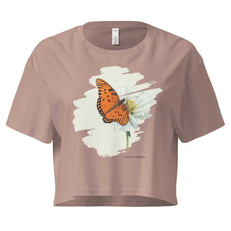 Flutter & Bloom – Crop Tee Flutter & Bloom – Crop Tee – Bone (front view)