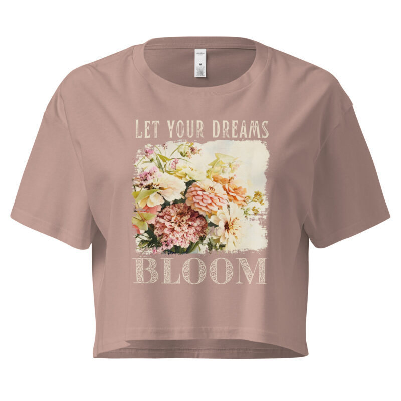 Dream Bloom crop tee – Bone (front view)