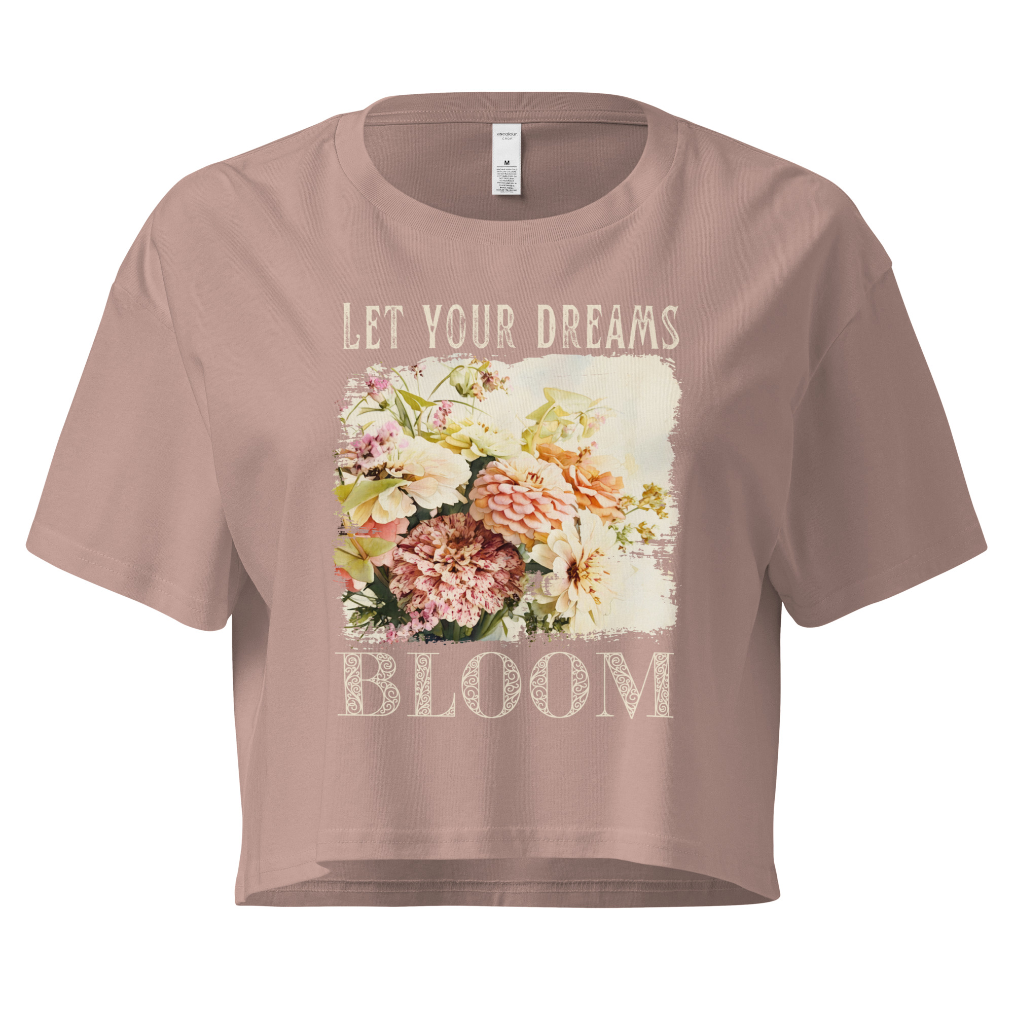 Dream Bloom crop tee – Bone (front view)