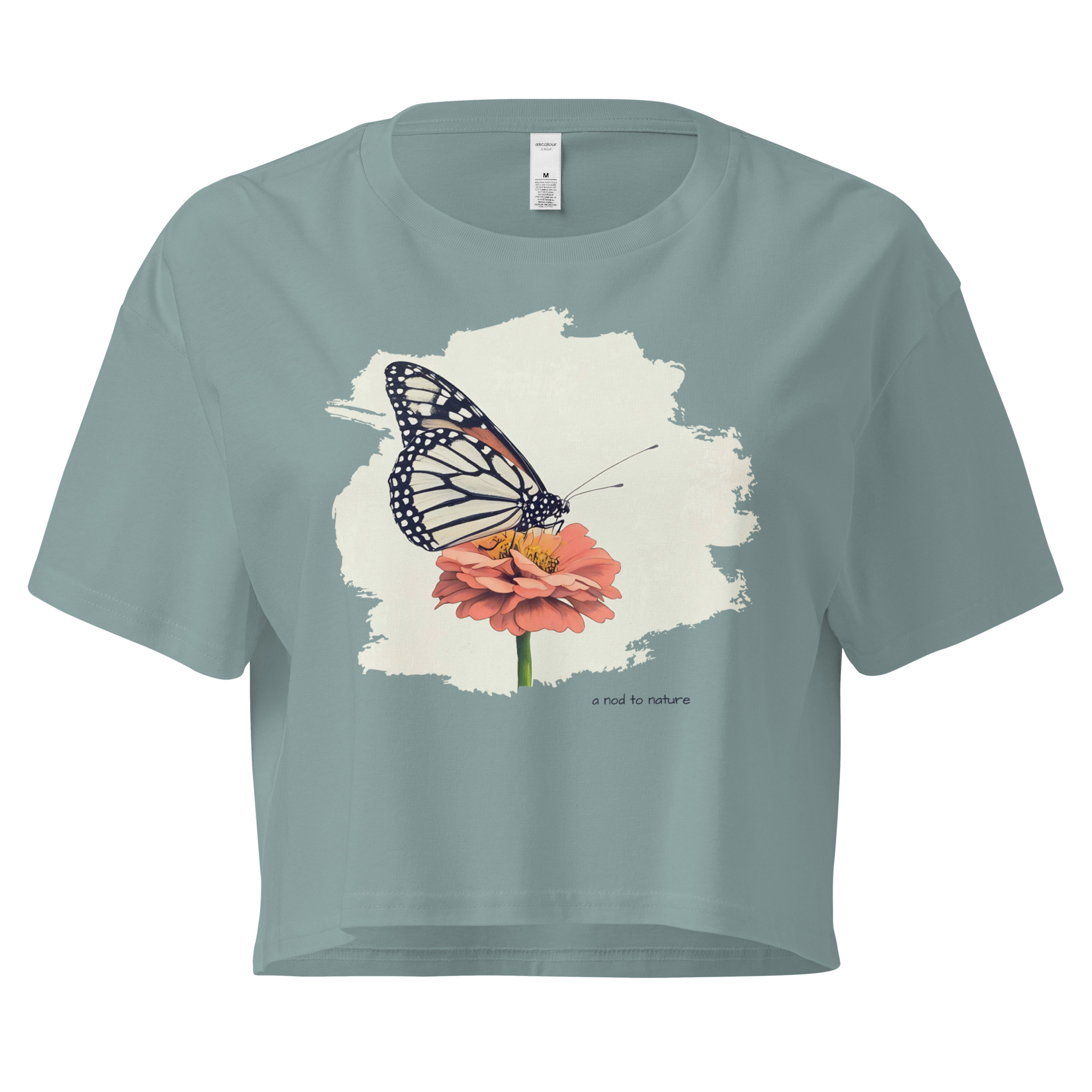 Monarch & Bloom – Crop Tee – Bone (front view)