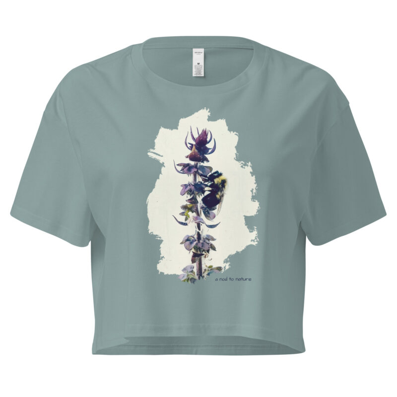 Bee & Basil – Crop Tee – Bone (front view)
