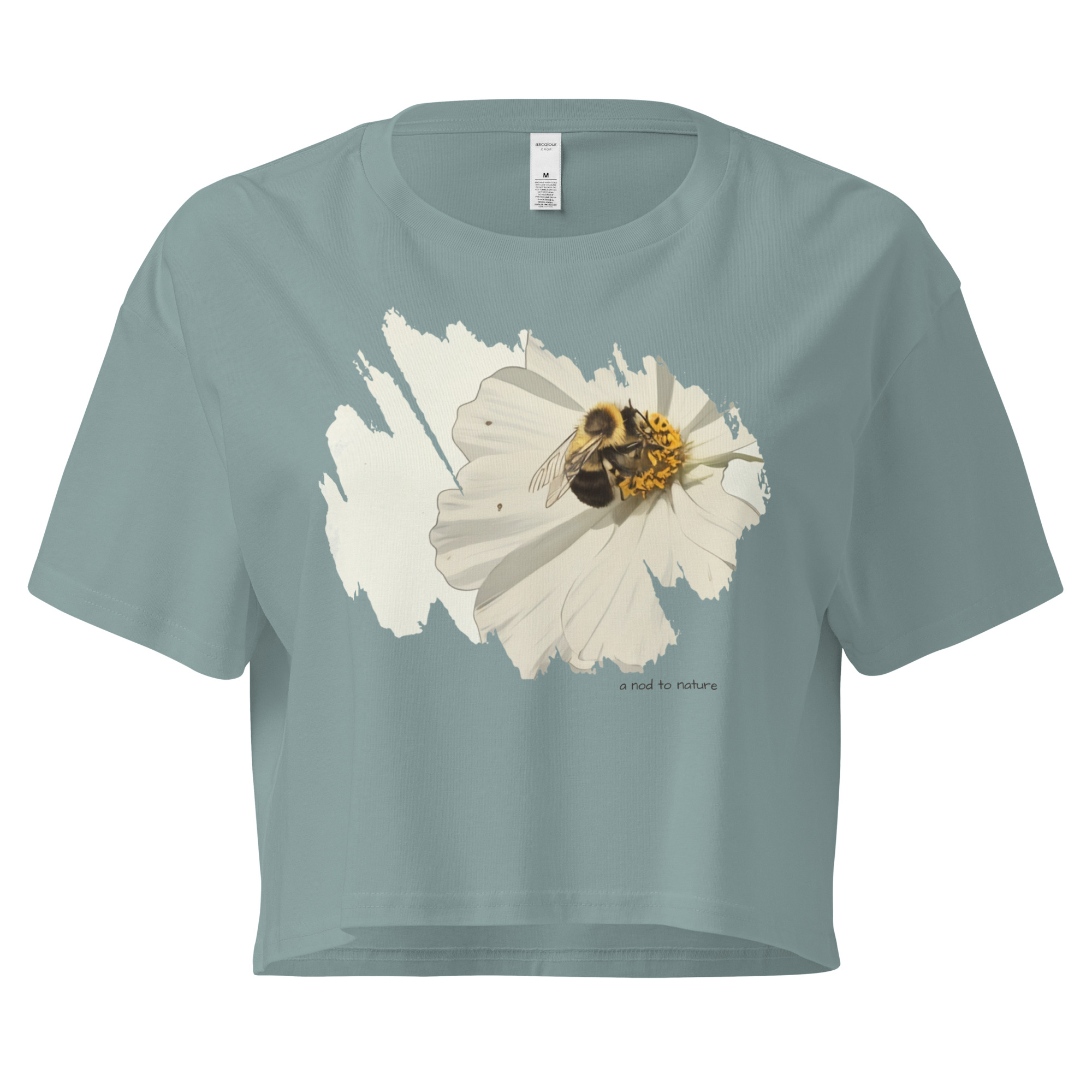 Bee & Bloom No.2 crop tee – Bone (front view)