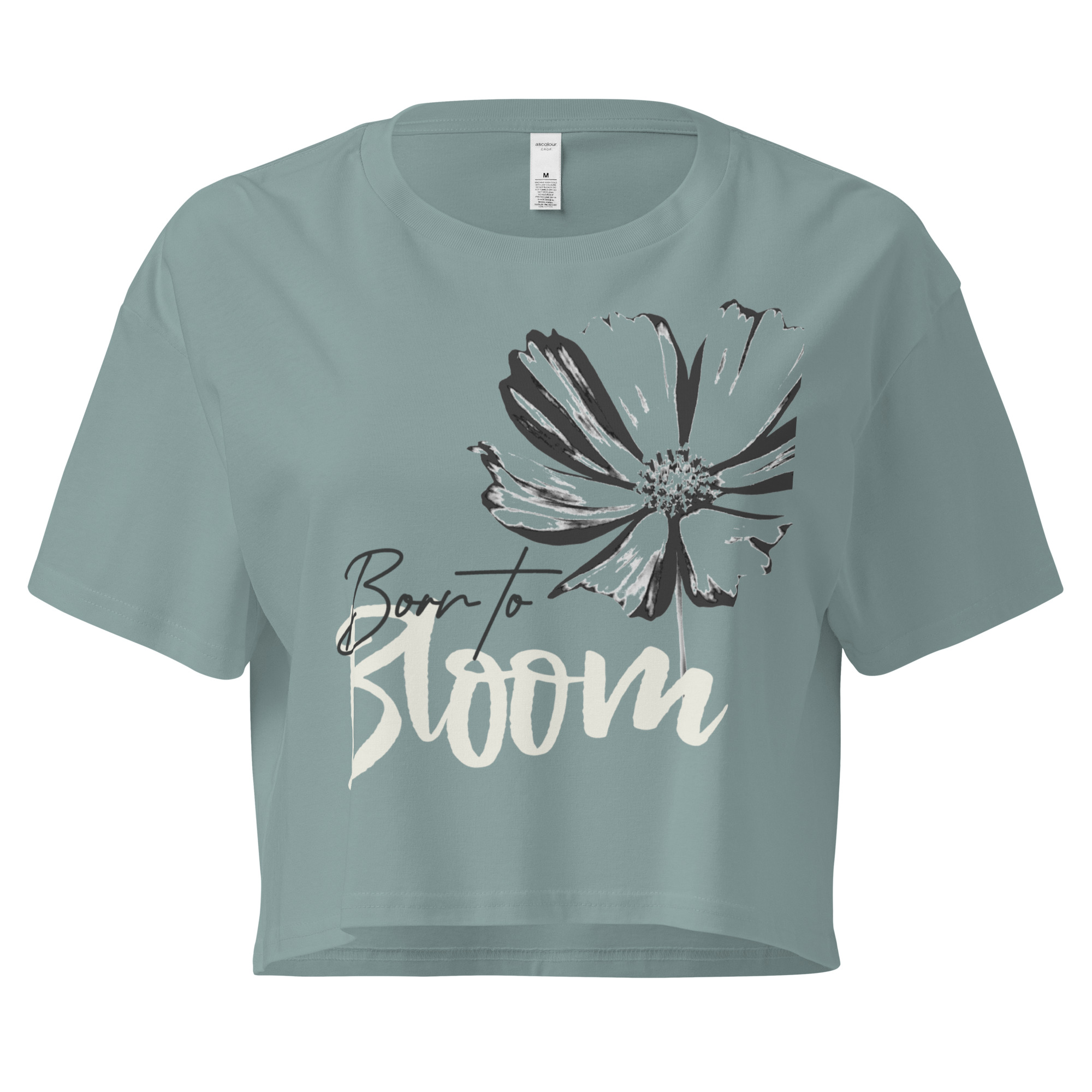 Born to Bloom crop tee – Bone (front view)