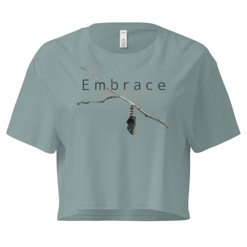 Embrace Change crop tee – Bone (front view)