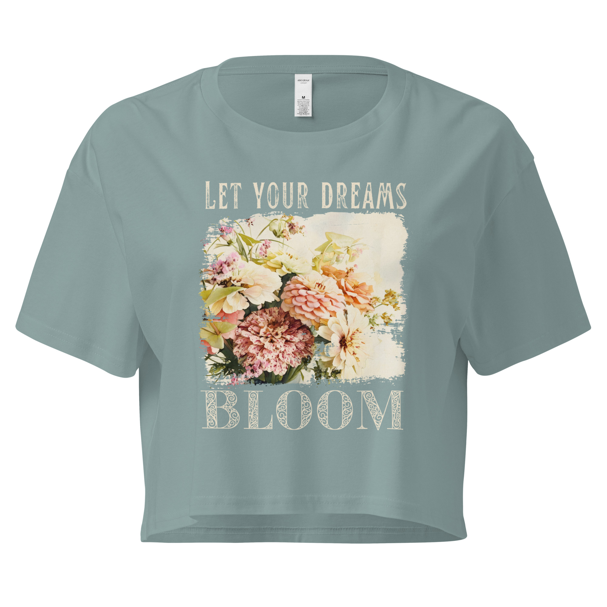 Dream Bloom crop tee – Bone (front view)