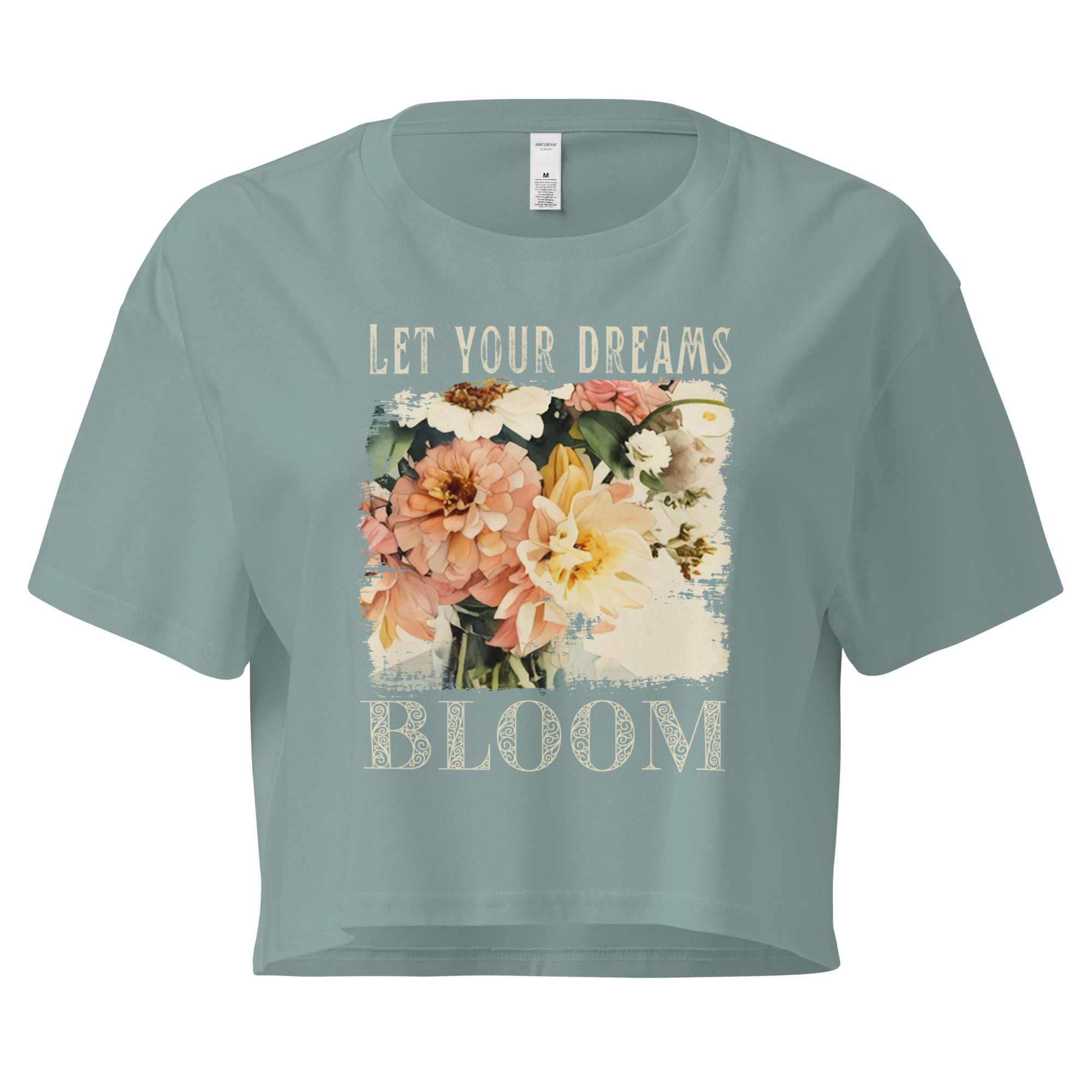Sunlit Bloom Sunlit Bloom crop tee – Ecru (front view)