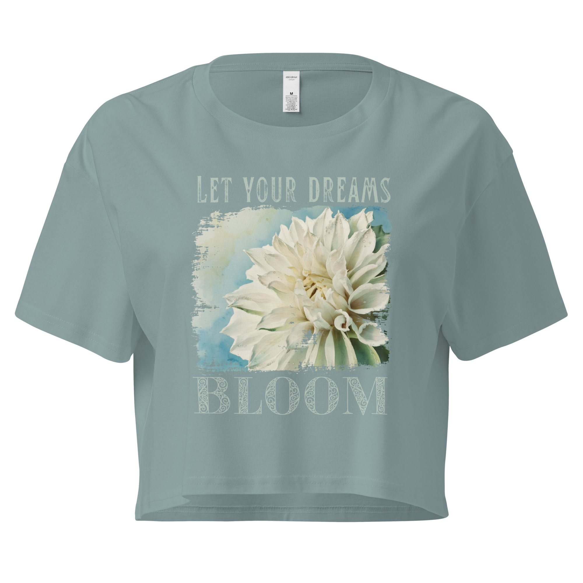 Bloom Bright crop tee – Ecru (front view)