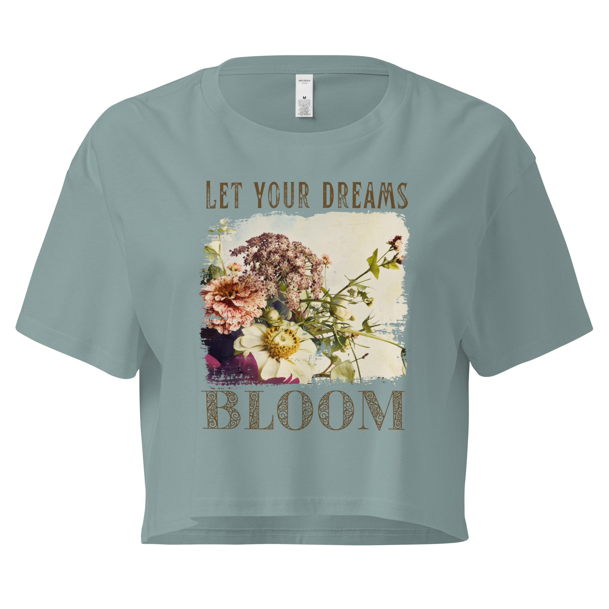 Bloom Together crop tee – Bone (front view)